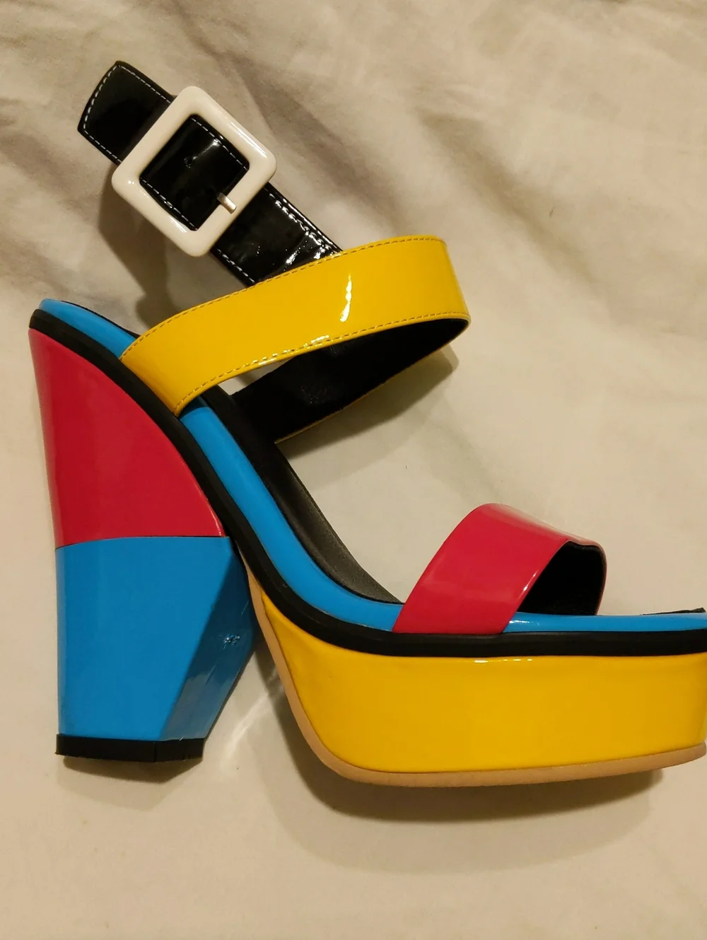 Giuseppe Zanotti Multicolor Platform Sandals in Yellow, Pink & Blue
